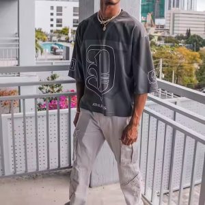 Custom Logo Printed Sportswear Soccer Cropped Boxy Cropped T Shirt Sports Wear Mesh American Football Jersey for Men