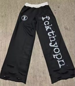 Custom Streetwear Oversized Sweat Pants Manufacturer Jogger Pants Distressed French Terry Cotton Men Baggy Sweatpants
