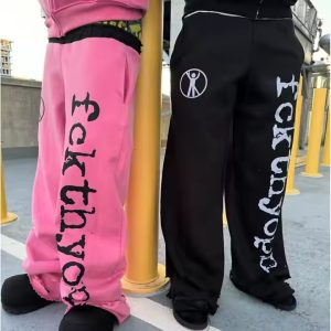 Custom Streetwear Oversized Sweat Pants Manufacturer Jogger Pants Distressed French Terry Cotton Men Baggy Sweatpants