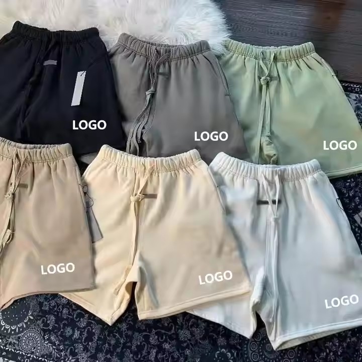 Custom Long Drawstring French Terry Heavy Mens Training Athletic Unisex Cotton Sports Shorts Blank Gym Sweat Shorts for Men