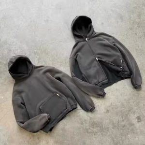 Custom Logo Blank Initial Heavyweight Jersey Cotton Hoodies With Big Hood Mens Baggy Grunge Hoodie Sun Fade Acid Wash
