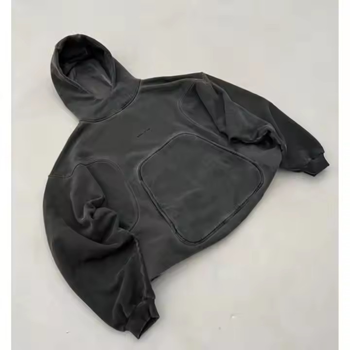 Custom Logo Blank Initial Heavyweight Jersey Cotton Hoodies With Big Hood Mens Baggy Grunge Hoodie Sun Fade Acid Wash