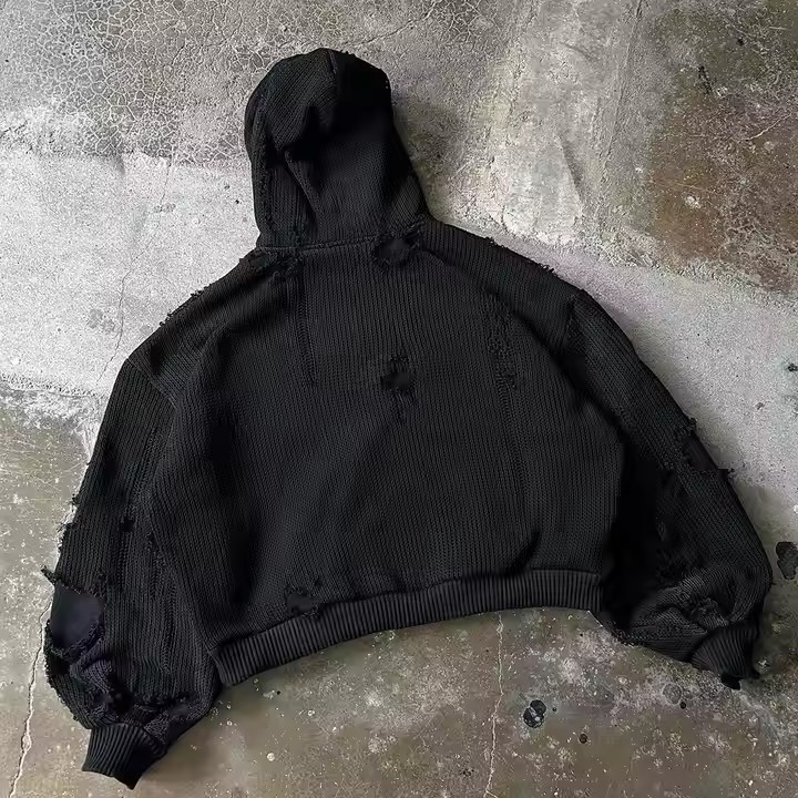 Custom Streetwear Distress Embroidered Patch Men's Acid-washed Sun Fade 500gsm Heavyweight Zipper Rhinestone Basic Hoodie